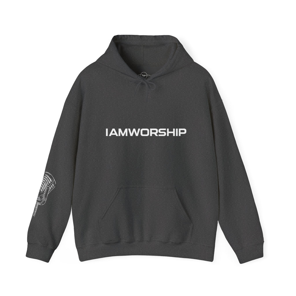 Worship Microphone Hoodie — I AM WORSHIP Black Pullover