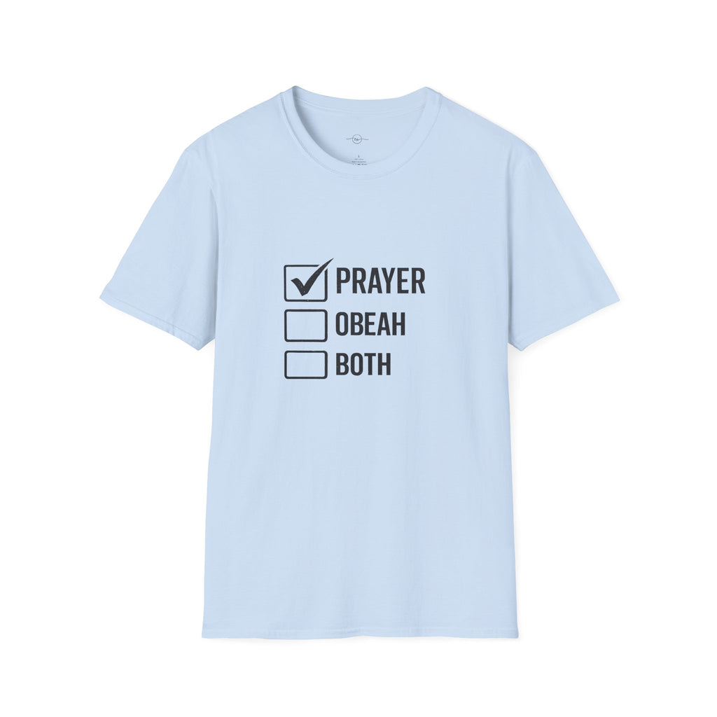 Prayer Checkbox T-Shirt — Funny Faith vs. Obeah Graphic Tee