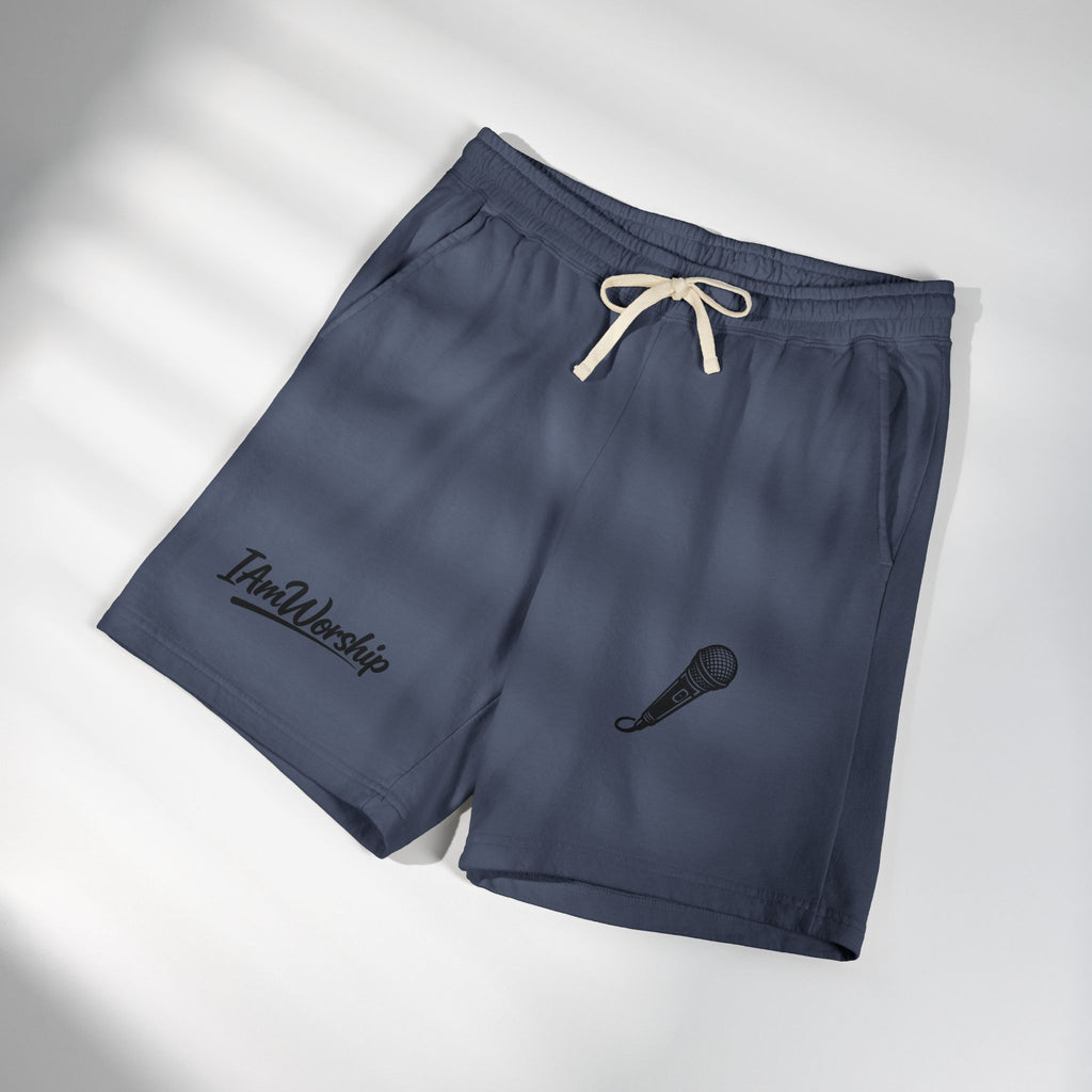 Worship Microphone Fleece Sweat Shorts — 'I Am Worship' Graphic Lounge Shorts