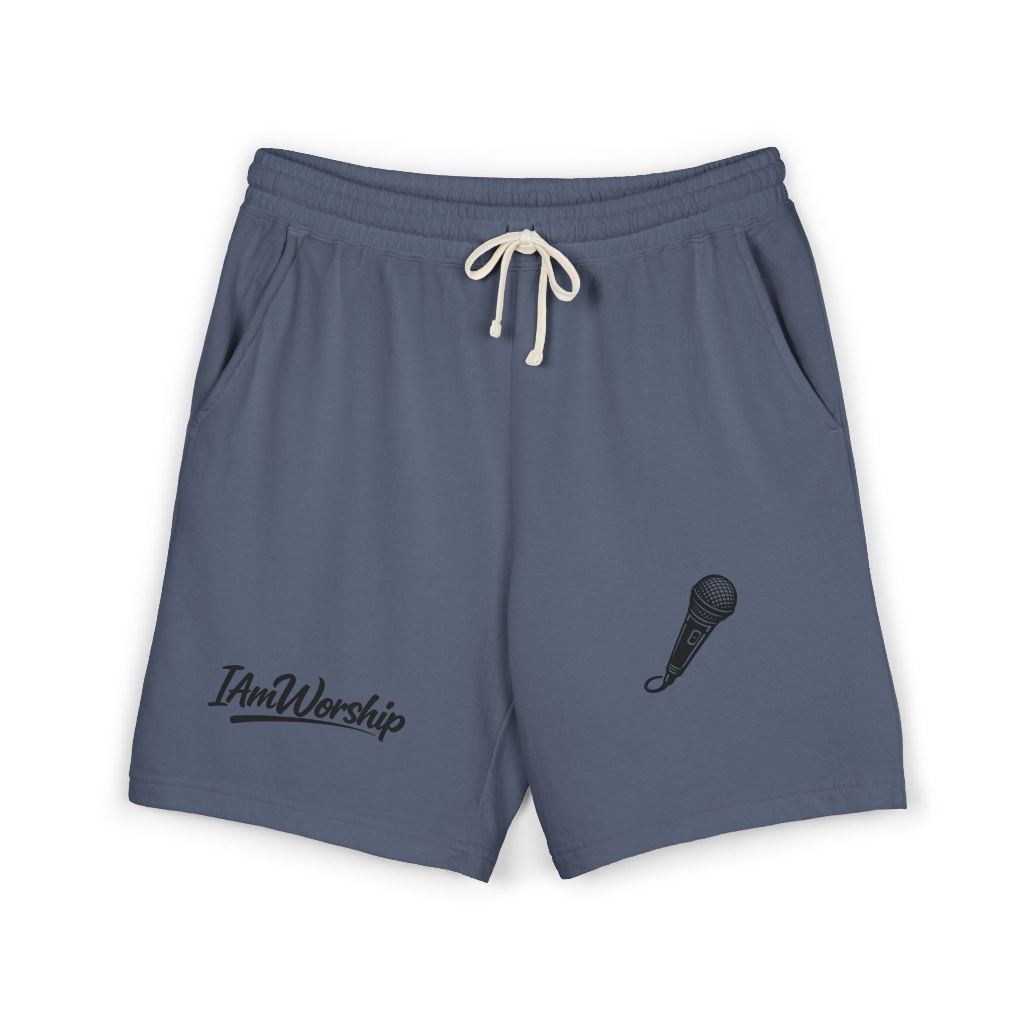 Worship Microphone Fleece Sweat Shorts — 'I Am Worship' Graphic Lounge Shorts