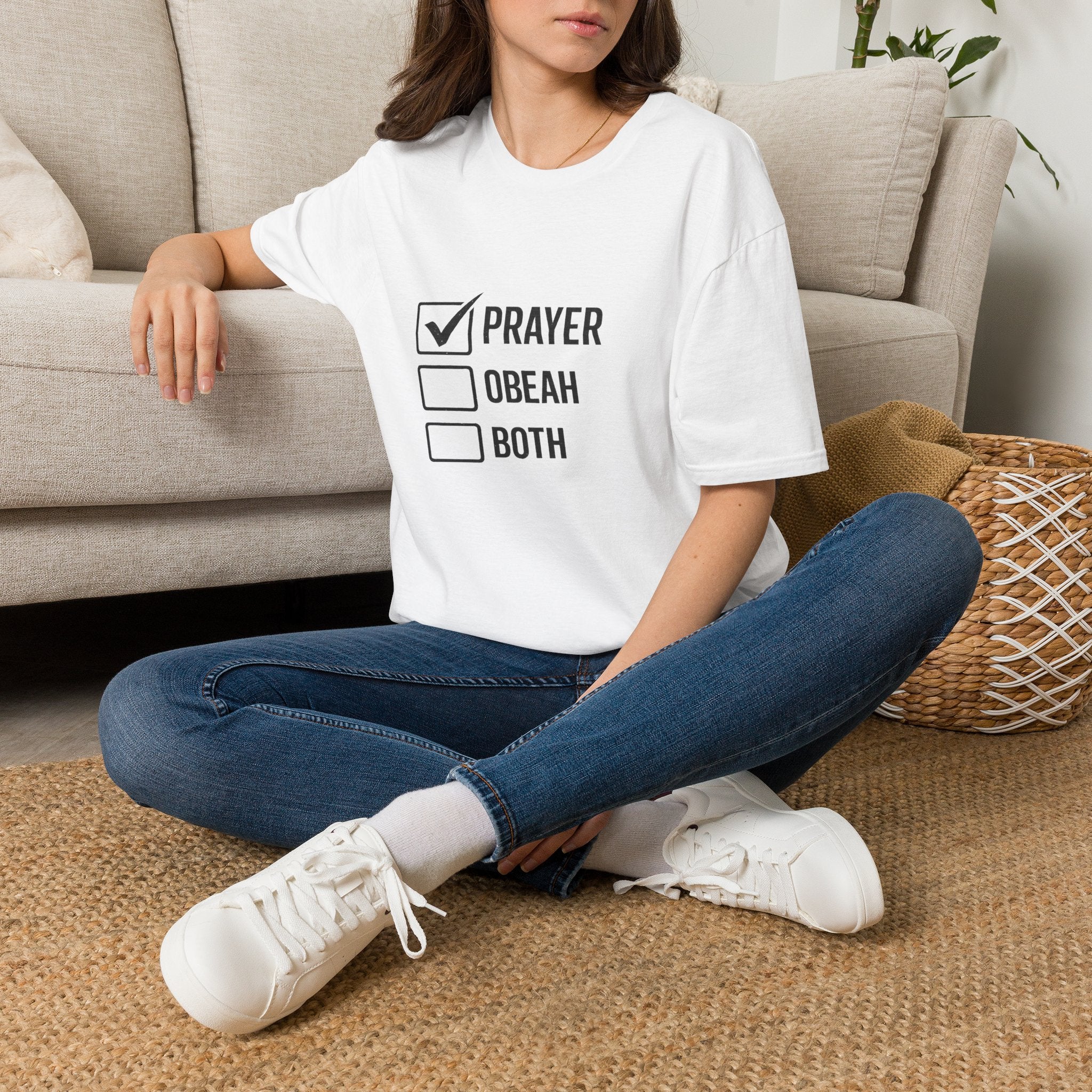 Prayer Checkbox T-Shirt — Funny Faith vs. Obeah Graphic Tee