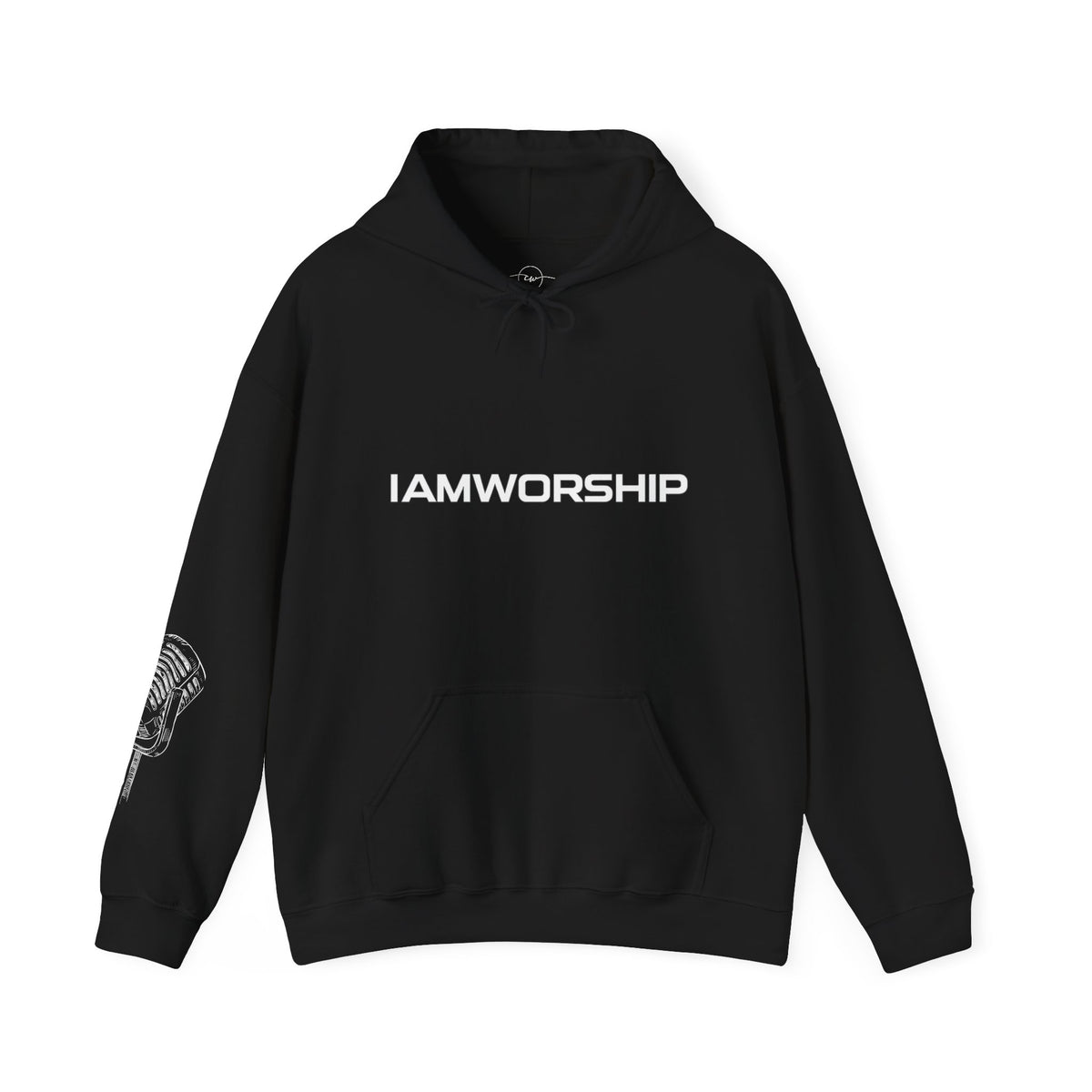 Worship Microphone Hoodie — I AM WORSHIP Black Pullover