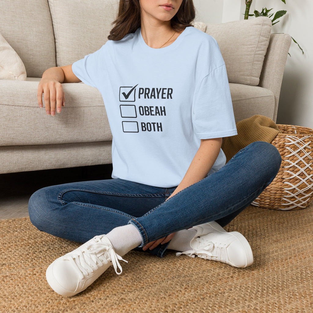 Prayer Checkbox T-Shirt — Funny Faith vs. Obeah Graphic Tee