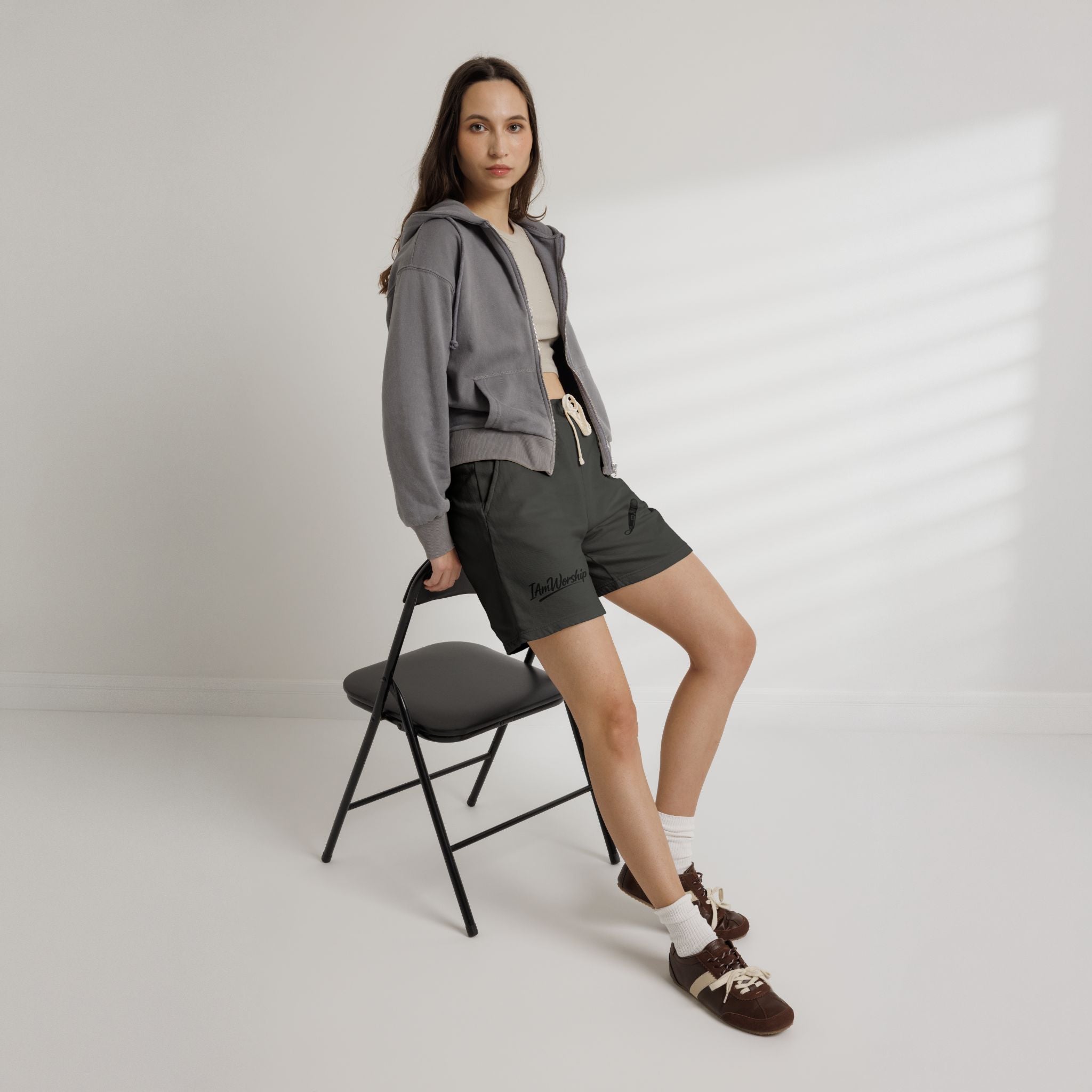 Worship Microphone Fleece Sweat Shorts — 'I Am Worship' Graphic Lounge Shorts