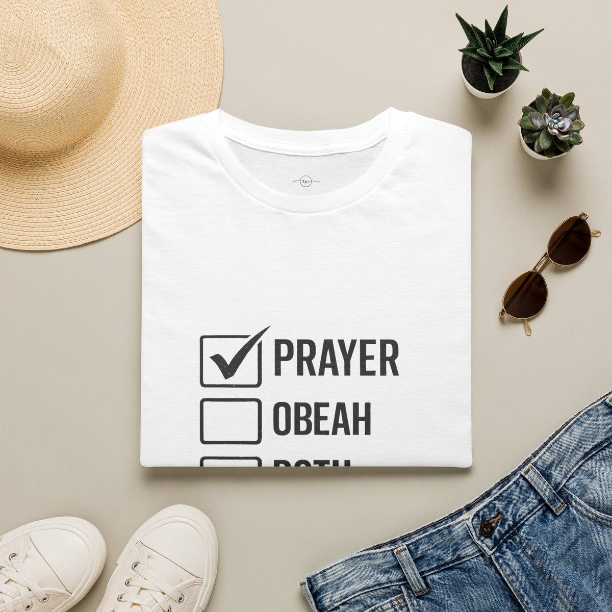 Prayer Checkbox T-Shirt — Funny Faith vs. Obeah Graphic Tee