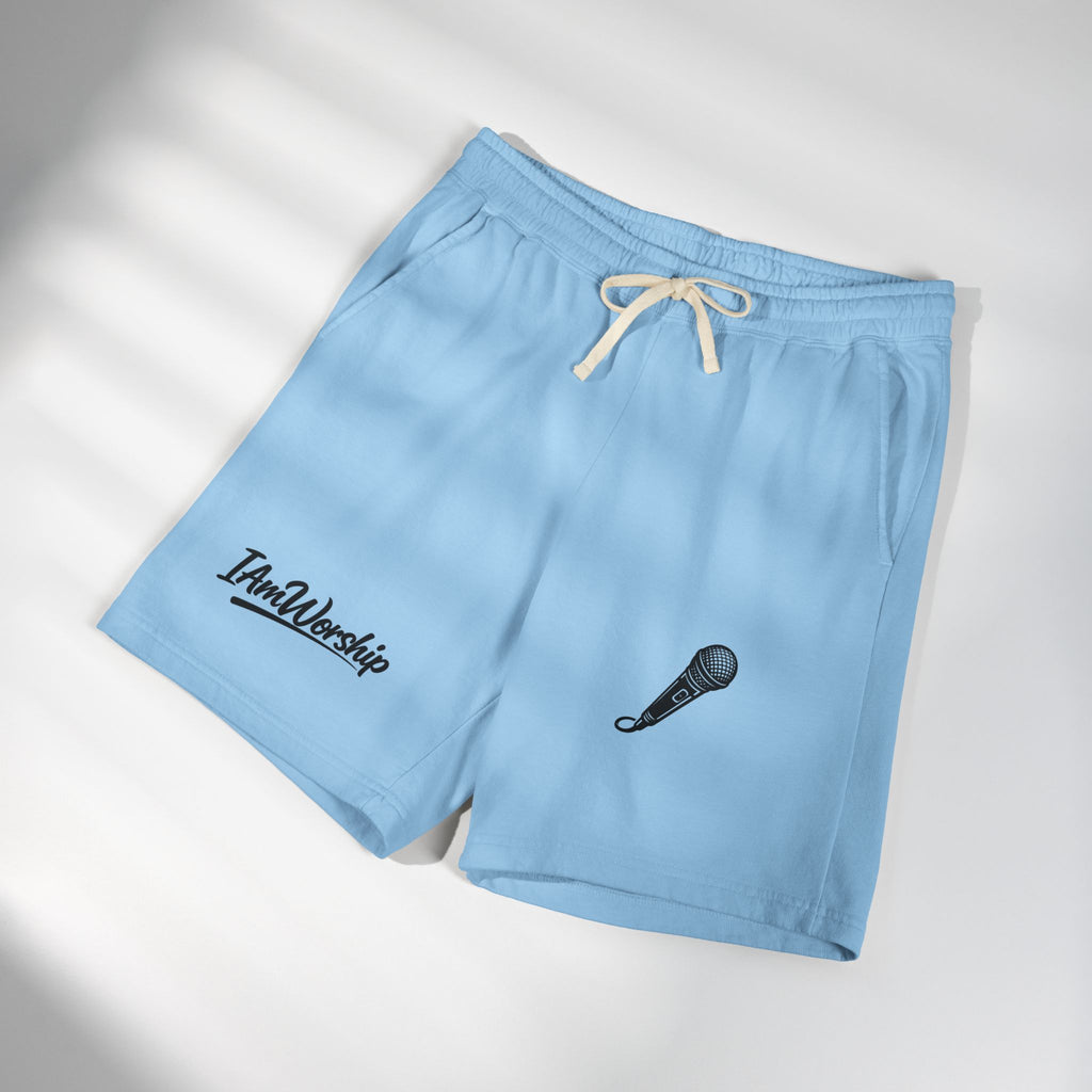 Worship Microphone Fleece Sweat Shorts — 'I Am Worship' Graphic Lounge Shorts