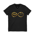 Worship Infinity V-Neck Tee – "I AM" Gold Music Logo